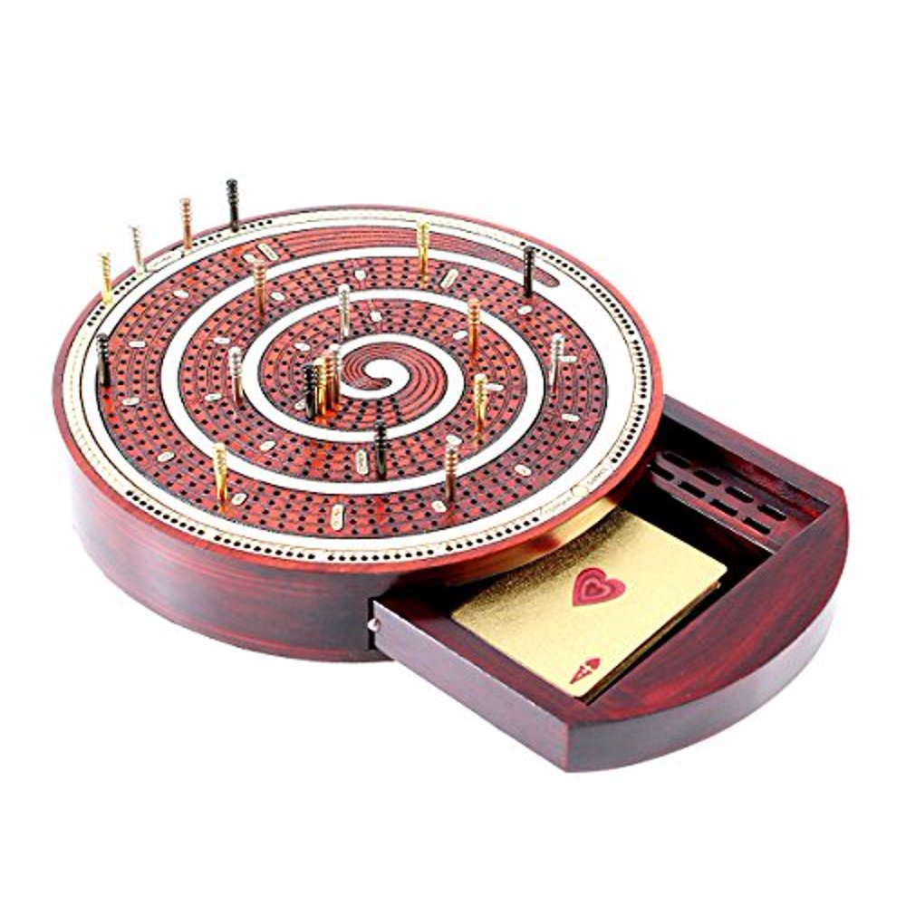 House Of Cribbage Cribbage Board Spiral Design Round Shape 4 Tracks