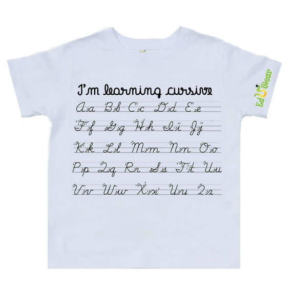 Eduwear (Unisex) I'm Learning Cursive Educational Graphic short sleeve T-shirt (Little Girls, Little Boys)