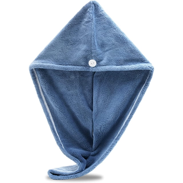 Microfiber Hair Towel Wrap, Hair Turban Towel Super Absorbent Twist Turban Dry Hair Caps with Buttons Bath Loop Fasten Salon Dry Hair Hat - By Exec-U-Gift