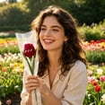 thumbnail image 4 of Ngheia Piper Stick Red Tulip Bouquet, Single Artificial Flower with Bag Bouquet for Memorial, 4 of 6