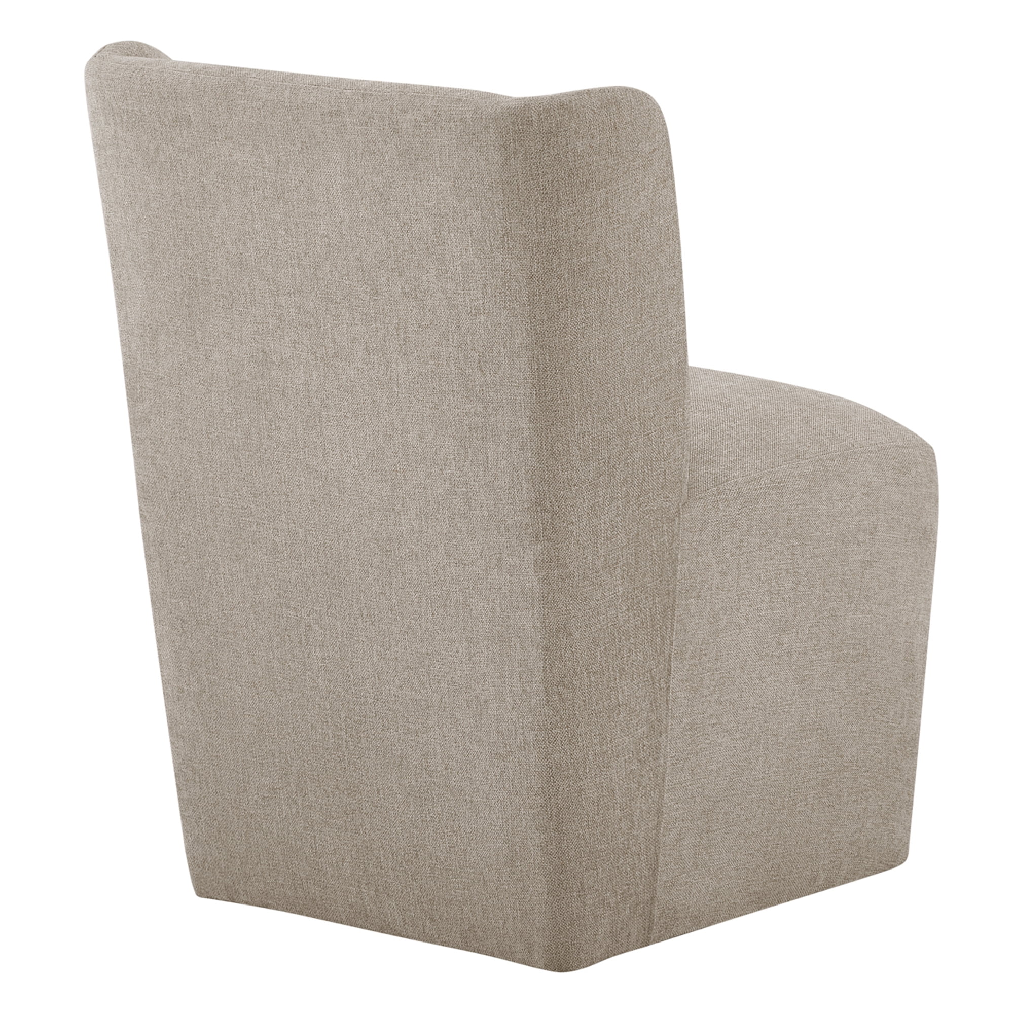Spruce & Spring Modern Upholstered Dining Chair with Wingback and Hidden Casters, Single, Fabric in Khaki