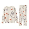 thumbnail image 3 of Pajamas for Women Set Womens Printed Fleece Pyjama Set Soft & Warm Loungewear Nightwear Long Sleeve Top, 3 of 3