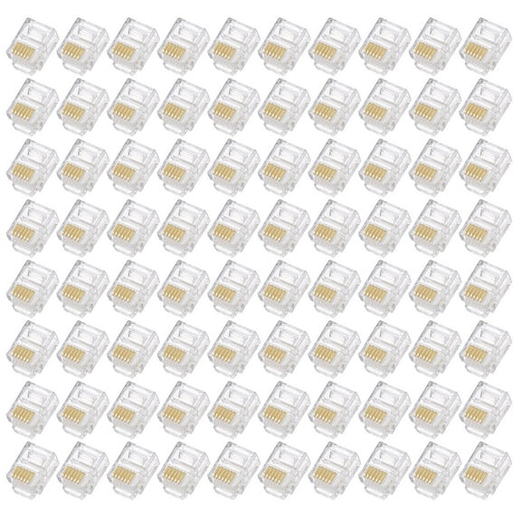 Uxcell Telephone Modular Plug Male RJ11/RJ12 Connectors, Copper Core 6P6C Clear 20pcs