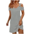 thumbnail image 7 of Edvintorg Womens Summer Clothes Fashion Cold Shoulder Short Sleeve Mini Dress Casual Dresses for Women Gray XXL, 7 of 7