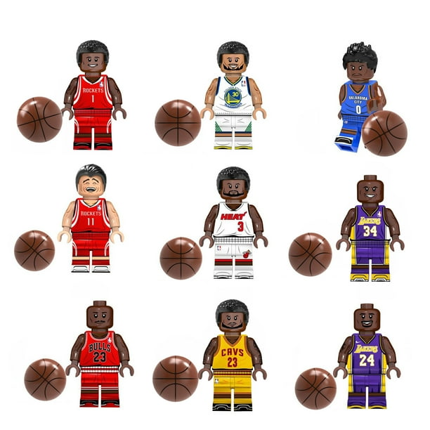 Set de 9 Minifiguras de Leyendas del Baloncesto – Figuras de Bloques de Construcción para Coleccionistas y Regalos de Cumpleaños