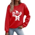 thumbnail image 2 of Fall Fashion Must Haves Round Neck Christmas Print Pullover Sweatshirt Long Sleeve Holiday Top for Women Women Fall Clothes, 2 of 5