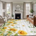 thumbnail image 2 of Summer Floral Large Area Rugs 8x10 ft Watercolor Sunflower Eucalyptus Leaves Gray Plaid Washable Rug Non Slip Indoor Carpet Absorbent Floor Mat for Living Room Bedroom Dining Room, 2 of 9