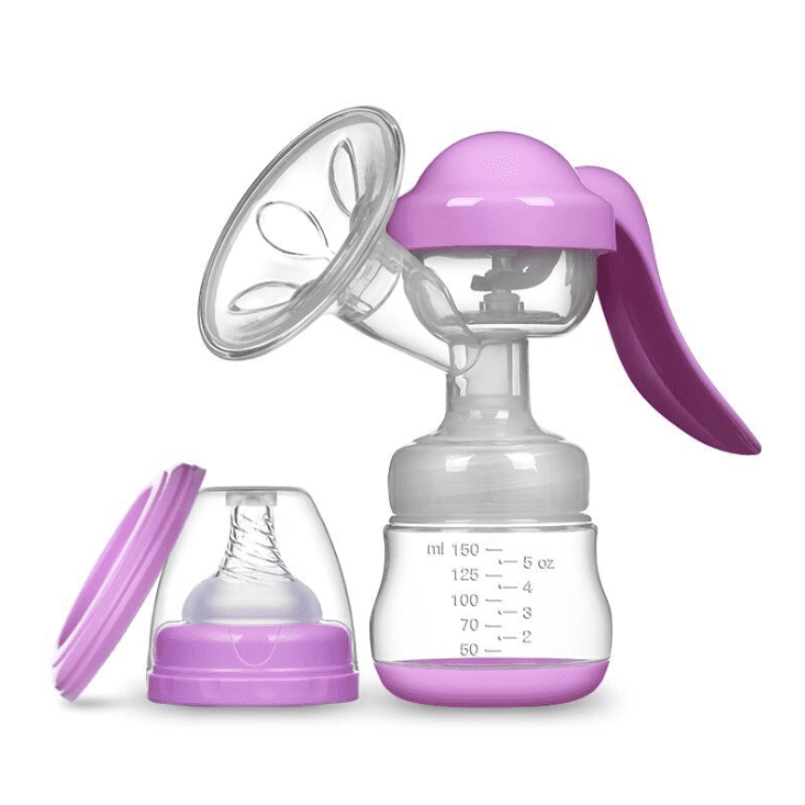 1pc Dropper Purple J2BEX Manual Breast Pump Hand Suction Breastfeeding Pump Silicone Milk Saver 100% Single Portable Handle Adjustable with Nipple Shield Teat with Cover 4 pcs of Bowls with Lid