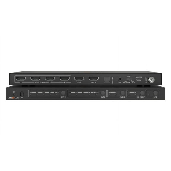BZBGEAR 4x2 4K UHD HDMI Matrix Switcher with Audio/Downscaling Support