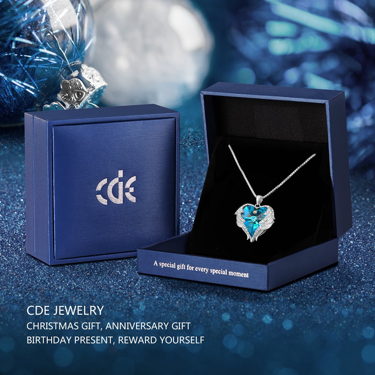 CDE Angel Wing Love Heart Pendant Necklaces for Women