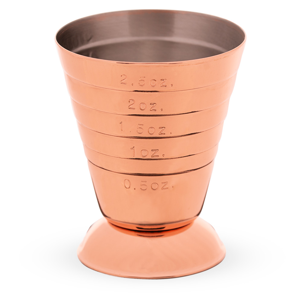 Barfly® Footed Bar Measuring Cup Jigger Copper Plated Stainless Steel