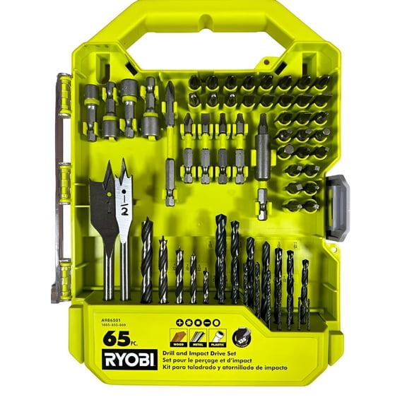 RYOBI Black Oxide Drill and Drive Kit Drill Bits & Sets, 65 Pieces