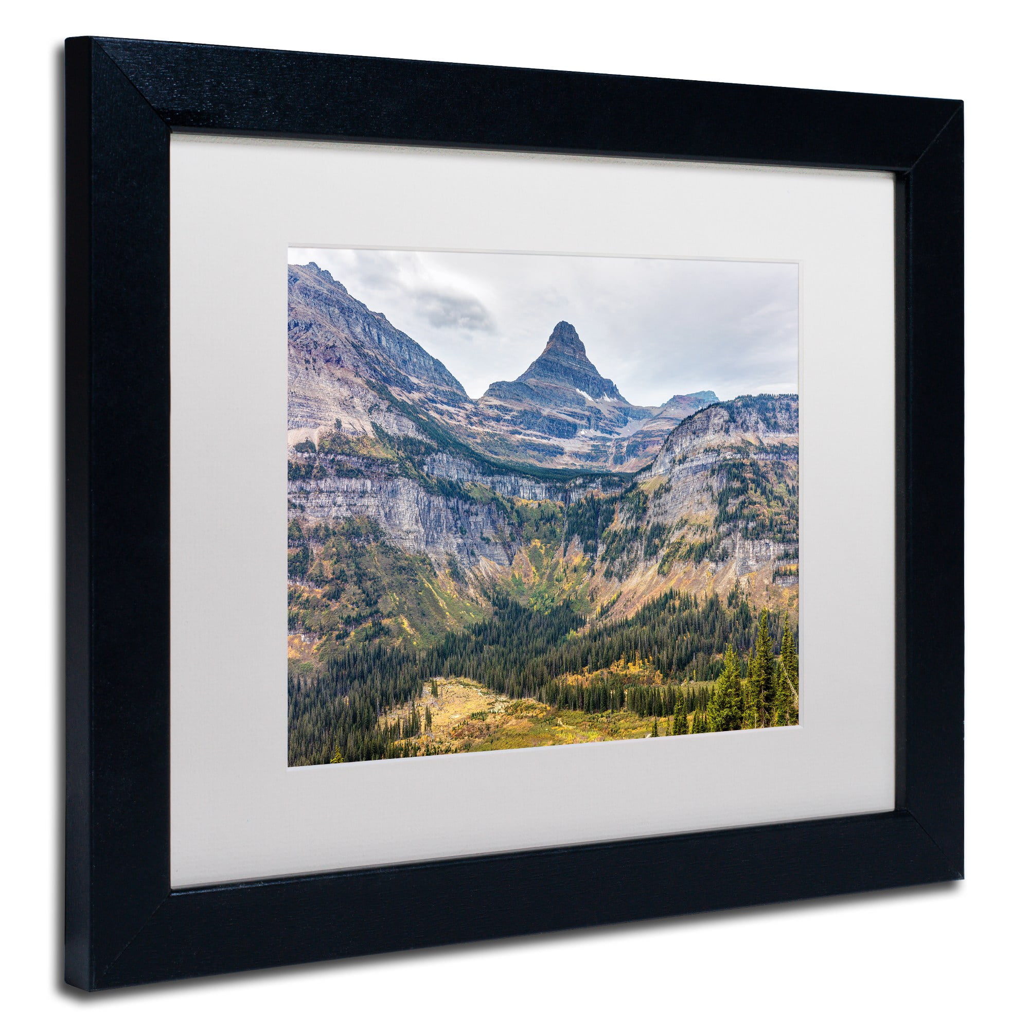 Trademark Fine Art 'Glacier National Park in Autumn' Canvas Art by Pierre Leclerc, White Matte, Black Frame