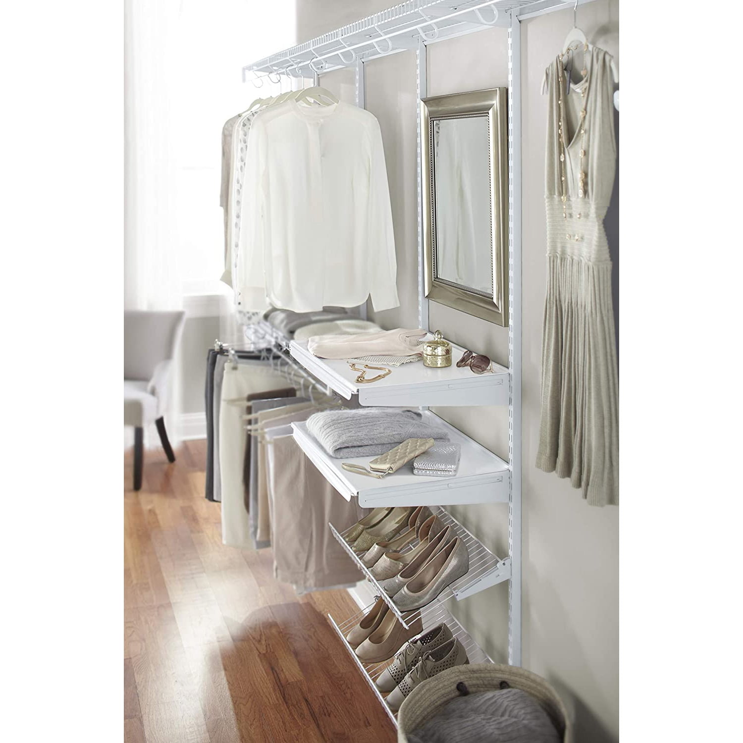 Rubbermaid FastTrack Closet Wire Shoe Organize Storage Shelf Kit White 2 Pack Walmart