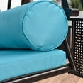 thumbnail image 5 of PURPLE LEAF 2-Seat Deluxe Outdoor Patio Porch Swing with Weather Resistant Steel Frame, Adjustable Tilt Canopy, Cushions and Pillow, Turquoise Blue, 5 of 10