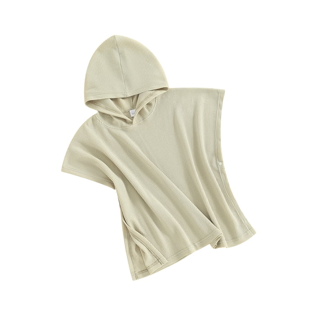 Toalla de playa infantil con capucha, color liso, tejido gofrado, corte holgado, ideal para nadar, para niños y niñas.