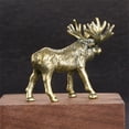 thumbnail image 4 of Figurine Élan Grande Corne Style Rétro Réaliste Statue d'Animal en Laiton Massif pour Bureau, 4 of 8