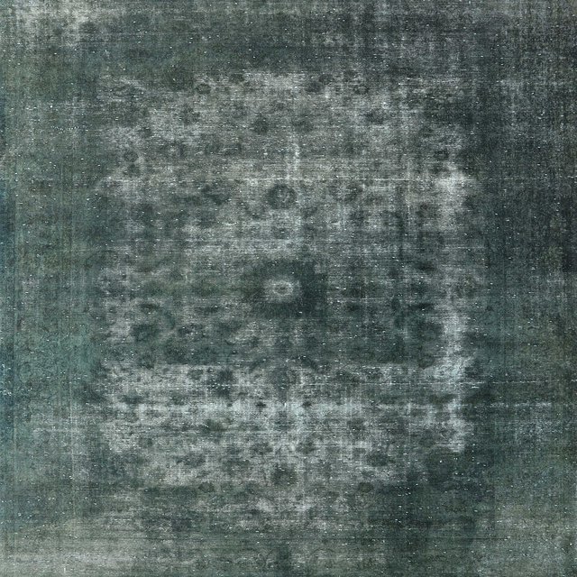 Ahgly Company Machine Washable Indoor Square Industrial Modern Grayish Turquoise Green Area Rugs, 3' Square