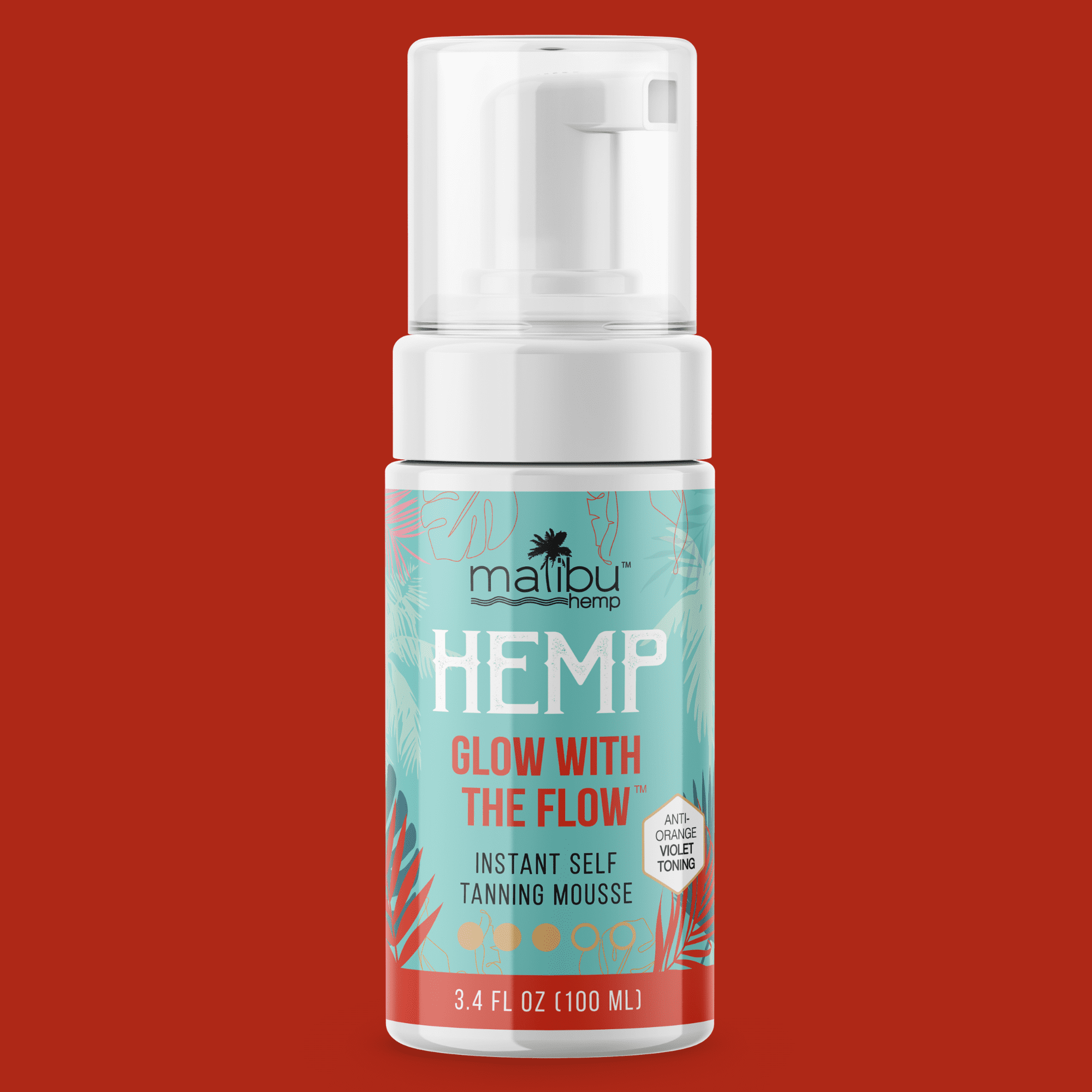 Malibu Hemp Let's Glow Crazy Sunless Tanning Mousse Medium Shade 3.4 fl oz