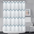 thumbnail image 2 of JOOCAR Grey and Blue Pattern Bathroom Shower Curtain Abstract Wave Geometry Line Bath Curtain with Hooks Waterproof Polyester Fabric Shower Curtains for Modern Artistic Bath Decorative, 72x72 Inch, 2 of 7