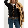 thumbnail image 5 of Women's Cropped Cardigan Sweaters Fall Long Sleeve Button Down Color Block Knit Outwear Coats Black S, 5 of 7