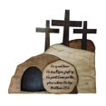 thumbnail image 2 of Escena de Pascua decoración de madera estatuilla de tumba, decoración de Pascua, adorno de artesanía rústica de madera para escritorio de mesa Estilo B, 2 of 8