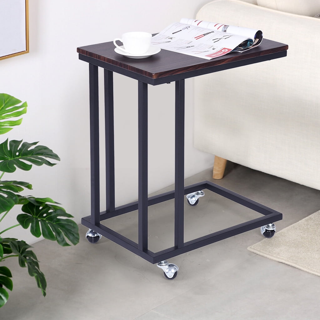 Siaonvr Snack Side Table Computer Desk Wood With Metal Frame And