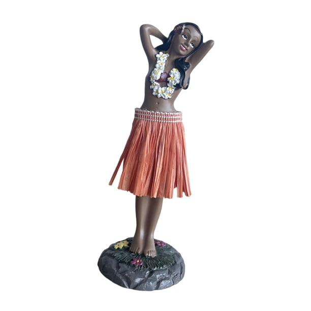 Muñeca hawaiana para salpicadero, ideal como regalo, tamaño mini, figura coleccionable, bailarina naranja