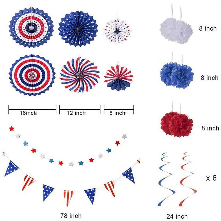 Patriotic Star Red, White & Blue Paper Party Cups with Sleeves - 8