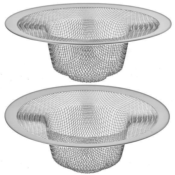 Paquete de 2 – Cesta de malla superior de 4,5 pulgadas/3 pulgadas – Colador de drenaje para fregadero de cocina, recogedor de alimentos grande de acero inoxidable. Canasta de malla completa efectiva y
