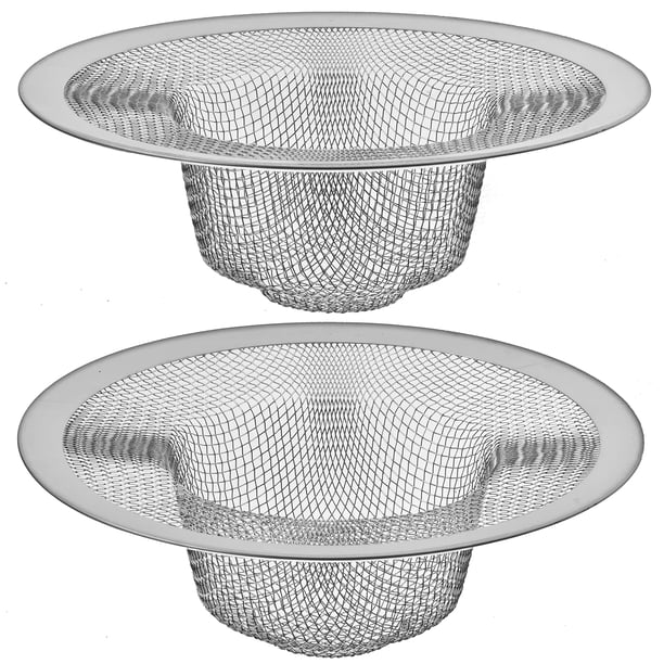 Paquete de 2 – Cesta de malla superior de 4,5 pulgadas/3 pulgadas – Colador de drenaje para fregadero de cocina, recogedor de alimentos grande de acero inoxidable. Canasta de malla completa efectiva y