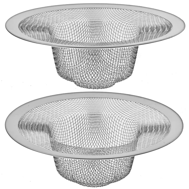 Paquete de 2 – Cesta de malla superior de 4,5 pulgadas/3 pulgadas – Colador de drenaje para fregadero de cocina, recogedor de alimentos grande de acero inoxidable. Canasta de malla completa efectiva y