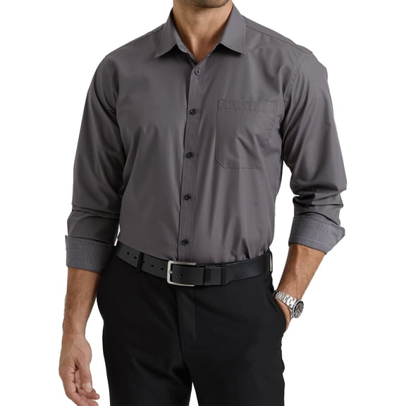 HISDERN Mens Dress Shirts Long Sleeve Button Down Shirt Contrast Shirt with Pocket Business