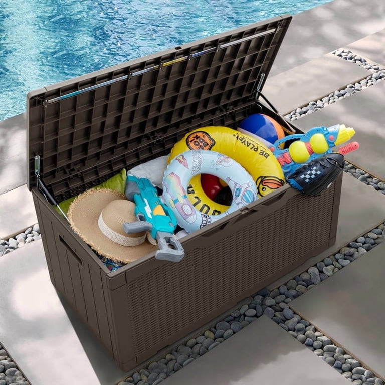Devoko 105-Gallon Resin Deck Box with Air Rod, Dark Brown photo 7