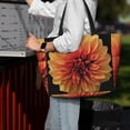 thumbnail image 4 of Wukai Orange Dalia Print Zipper Bag,large Beach Tote Bag,Waterproof Sandproof Bag,Grocery and Picnic Tote Travel Bag, 4 of 5