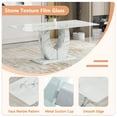 thumbnail image 4 of JUFU 71" Modern Dining Table Set for 6, Faux Marble Dining Table with White PU Leather Chairs and Silver Legs, Elegant Dining Room Set for Kitchen & Living Room, 4 of 8