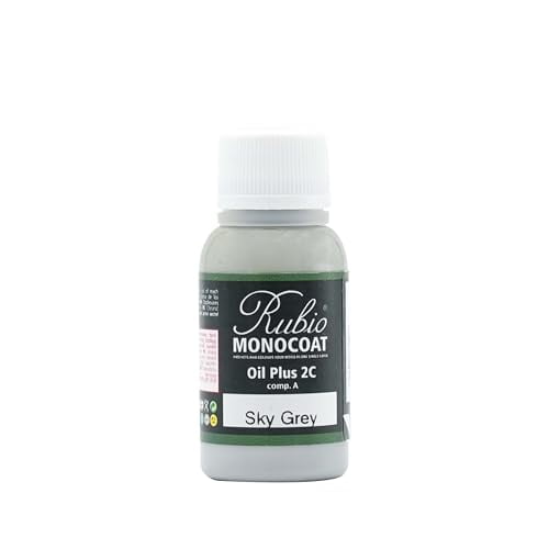 Rubio Monocoat Wood Stain & Finish Sample - Sky Grey | Oil Plus Part A | Quick-Dry, Eco-Friendly Linseed Wood Oil for Indoor Use | Ideal for Sampling Oil Plus 2C & Touch Ups | 20 mL