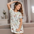 thumbnail image 3 of Gukieu Wildflower Watercolor Print Women's Nightgown, A-line Round Neck Short-sleeved Nightgown Pajamas Home Wear Suitable for Home and Outing, 3 of 6