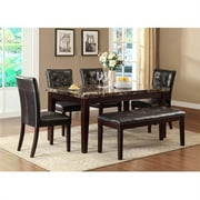 Lexicon Contemporary Faux Marble and Wood Dining Room Table in Espresso