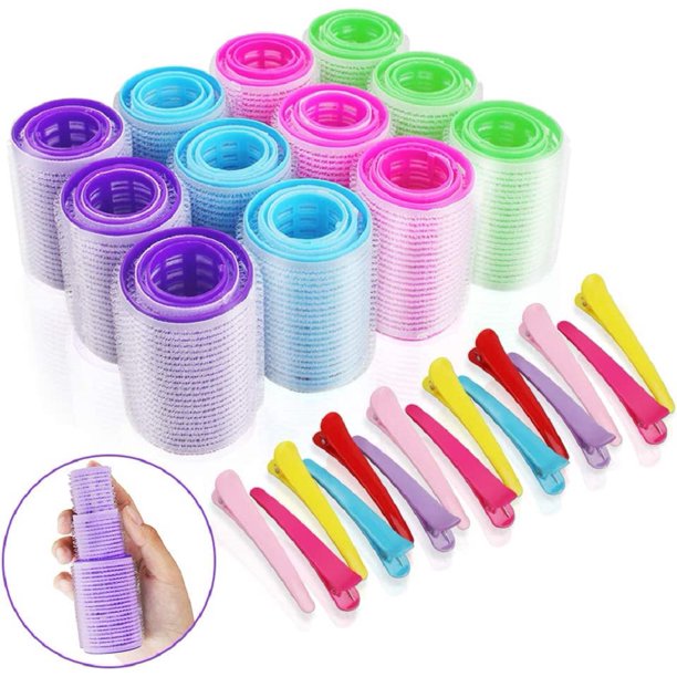 36 Pcs Self Grip Hair Roller Set in 3 Sizes and 15 Pcs Plastic Duck