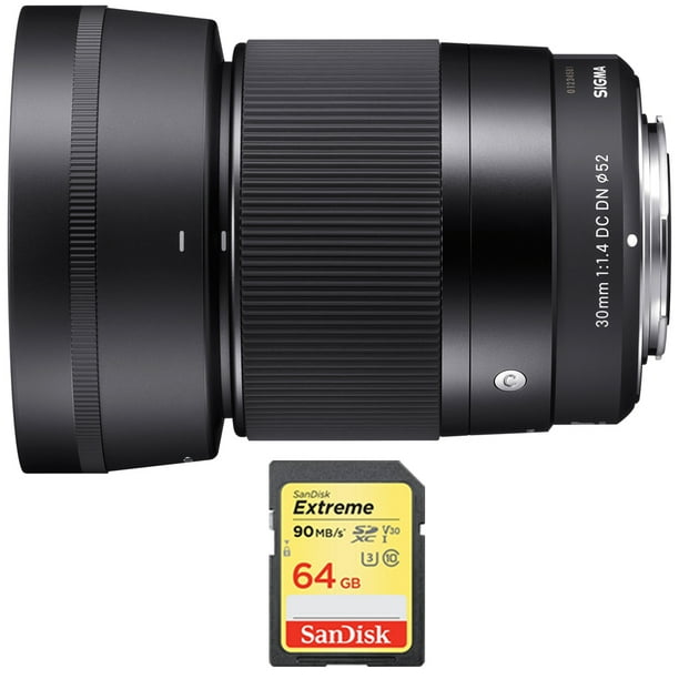 Sigma 30mm F1 4 Dc Dn Lens For Sony E Mount Bundle With Sandisk 64gb Extreme Sdxc Memory Uhs I Card Walmart Com Walmart Com