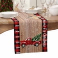 thumbnail image 3 of Christmas Table Runner Red Truck Pine Tree Table Runners Snowflake Rustic Wood Grain Plaid Cotton Linen Dresser Scarf Kitchen Dining Table Decor for Christmas Holiday Party Decor 13x90 Inch, 3 of 9
