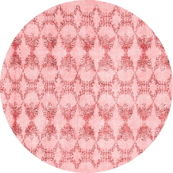 Ahgly Company Indoor Round Abstract Red Contemporary Area Rugs, 4' Round