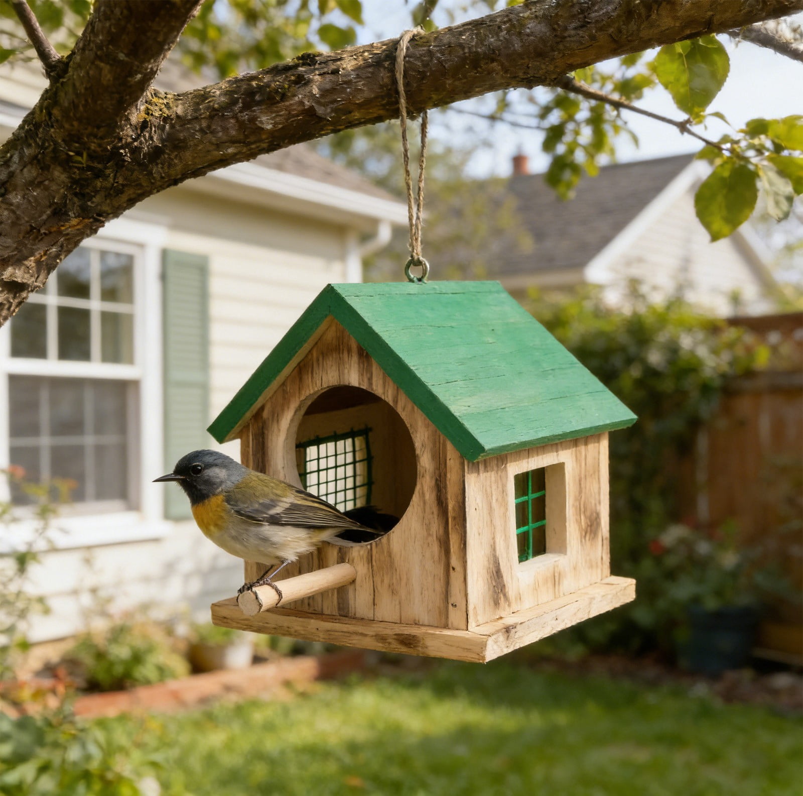Viflosae Squirrel Proof Bird Feeders Hummingbird Feeder Bird House Frame Wooden Bird Nests Courtyard Hanging Mini Bird Nests Outdoor Bird House Bird Feeder forest Garden Decoration