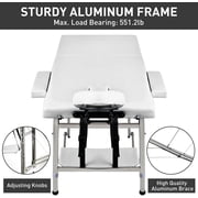 Massage Tables Portable 24 Inch Wide Adjustable Folding Massage Bed Lightweight Aluminum Esthetician Bed Tattoo Chair for Client Tattoo Table for Spa and Beauty Professionals White