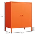 thumbnail image 3 of Small 2 Transparent Door Metal Storage Side Buffet Cabinet for Bed Room,Living Room,Entryway,Hallway,Home,Hotel,Office,Garage,Kitchen,1 Removable Shelf. (Metal Door, Orange), 3 of 5