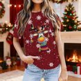 thumbnail image 2 of Hauts pour Femmes Décontracté Imprimé de Noël Col Rond T-Shirt Manches Longues Grande Taille Blouse pour Femmes, Vin, m, 2 of 4