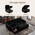 thumbnail image 6 of Marrber 78” Oversized Modern Plush Corduroy L-Shaped Modular 4-Seater Pull-Out Sectional Sleeper Sofa Bed with Hidden Storage for Living Room and Apartment, Black, 6 of 7