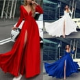 thumbnail image 2 of Robe Maxi Fendue à Manches Longues Col en V Profond pour Femmes Mode Soirée Cocktail, 2 of 4