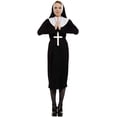 thumbnail image 1 of Disfraz de monja Orion para adultos, tallas 6 a 12, con vestido, cuello y cinturón, 1 of 2